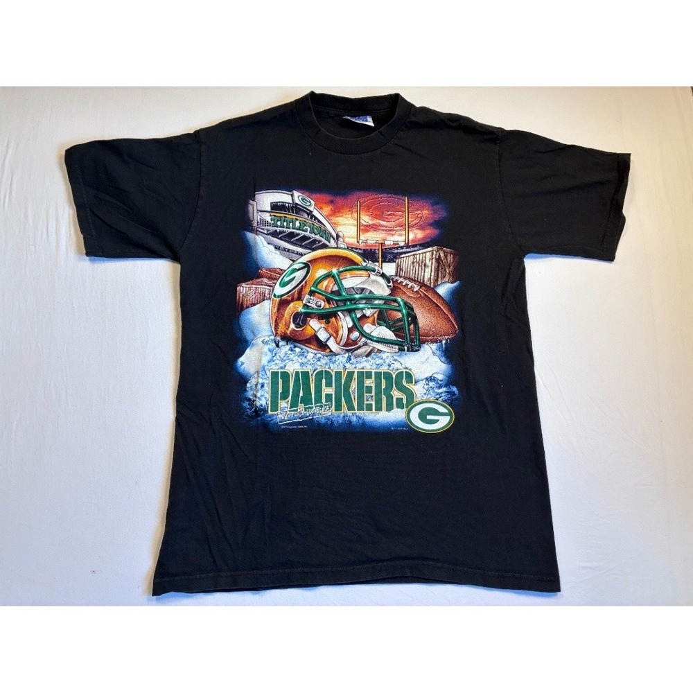 Men's Large Green Bay Packers Black Graphic T-Shirt Titletown